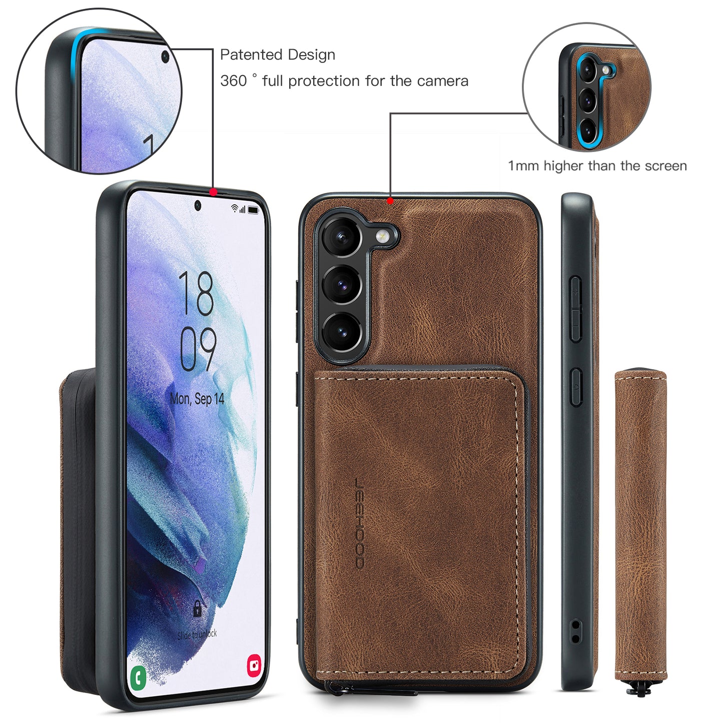 Magnetic Removable Zipper Wallet Galaxy A54 Case Leather Back