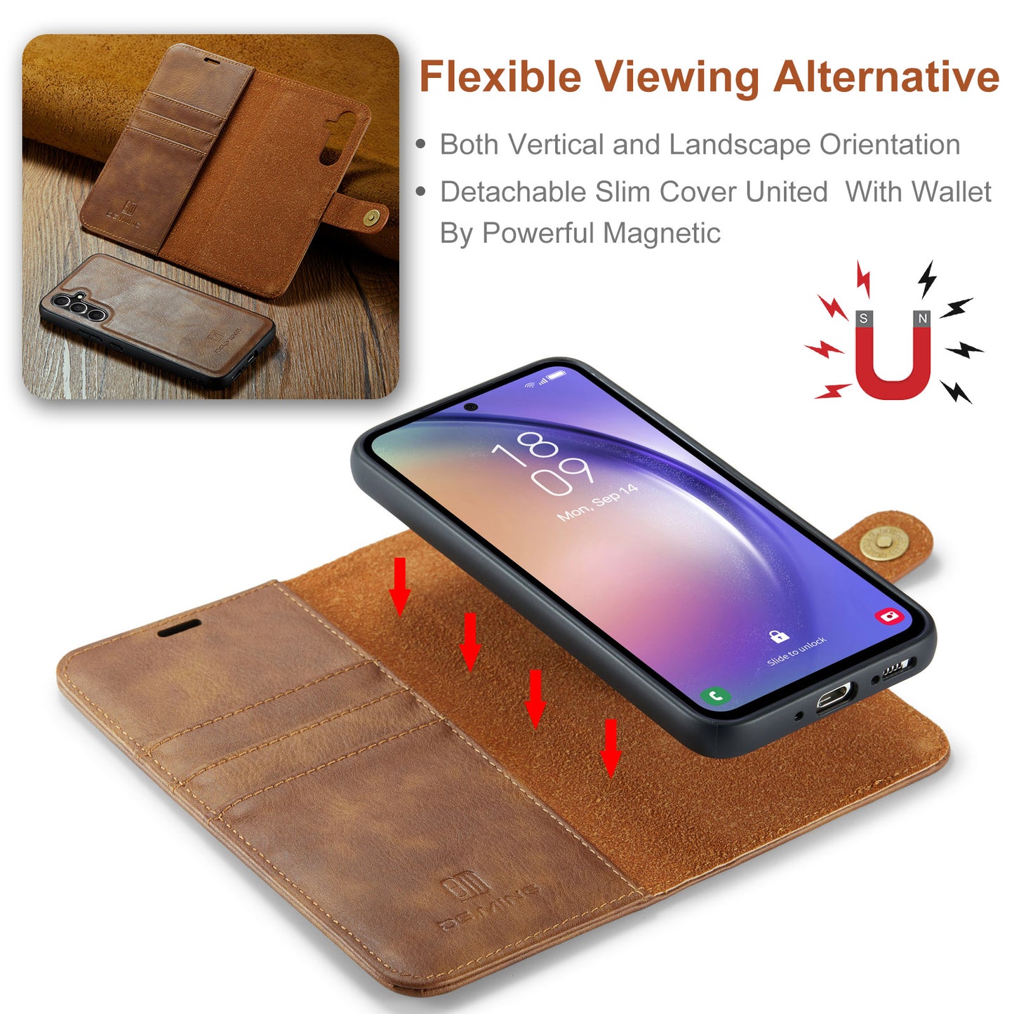 Wallet Detachable 2 In 1 Buckle Galaxy A54 Case Magnetic