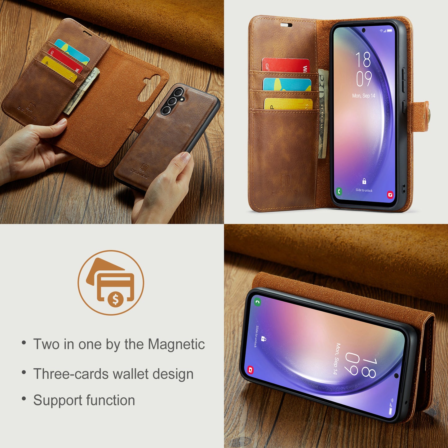 Wallet Detachable 2 In 1 Buckle Galaxy A54 Case Magnetic