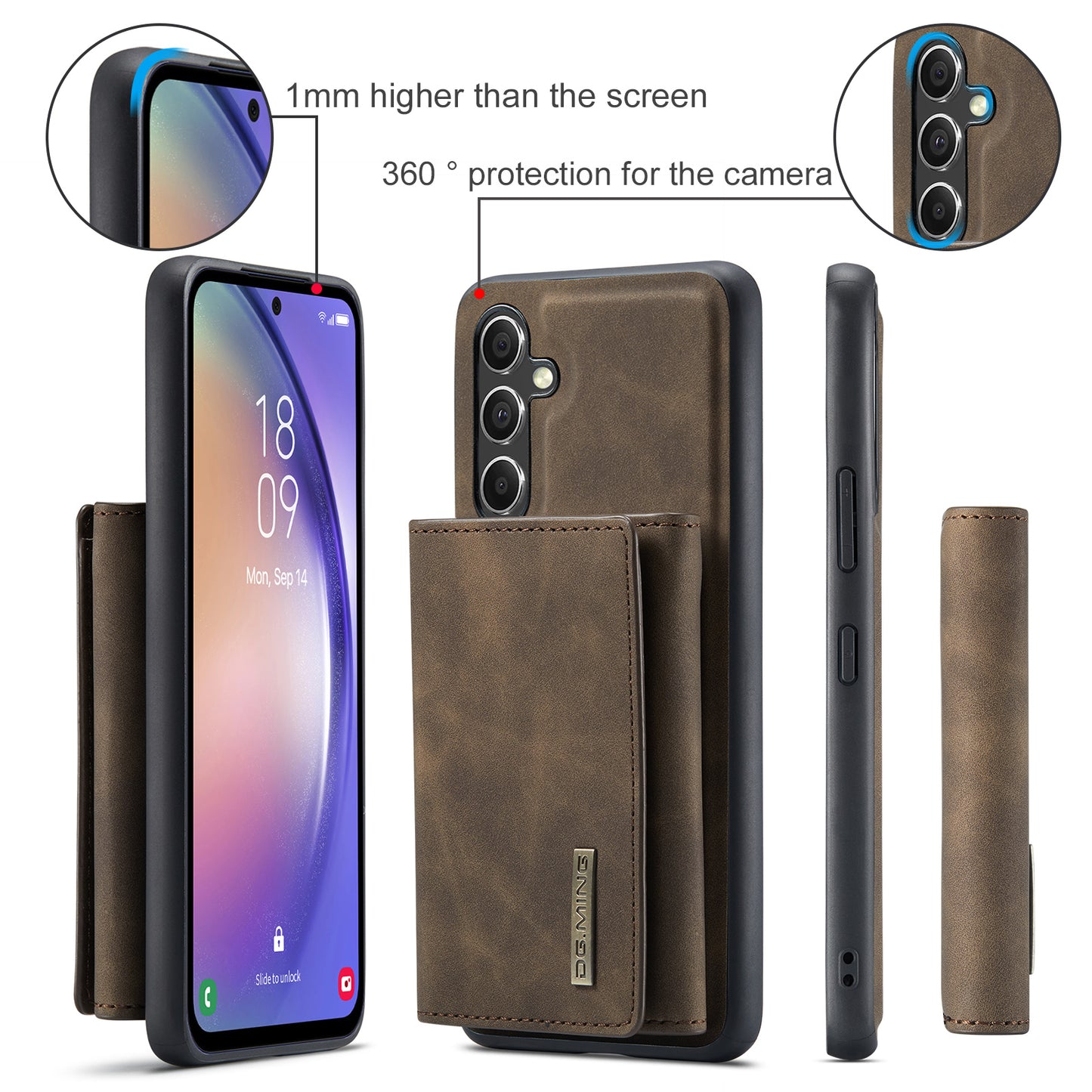 Retro Detachable Fold Wallet Galaxy A54 Case Magnetic Clip