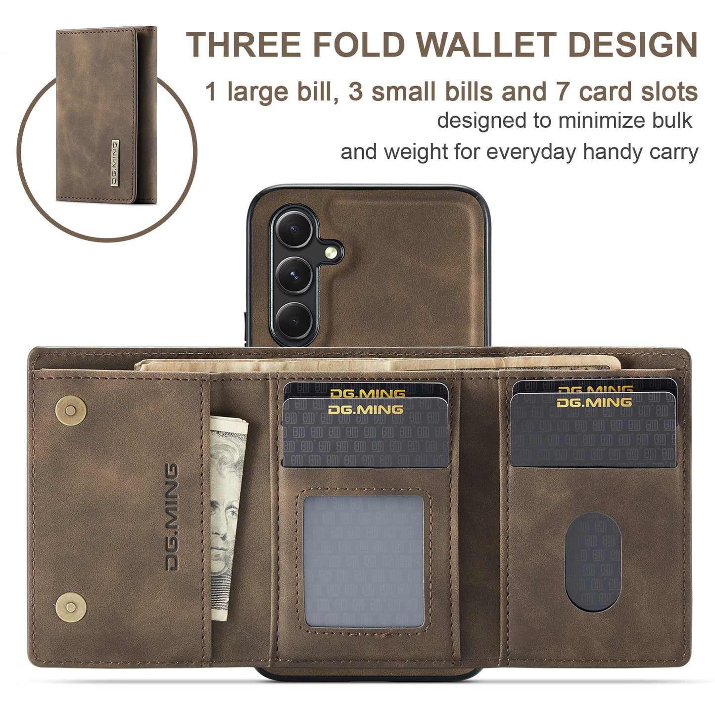 Retro Detachable Fold Wallet Galaxy A54 Case Magnetic Clip