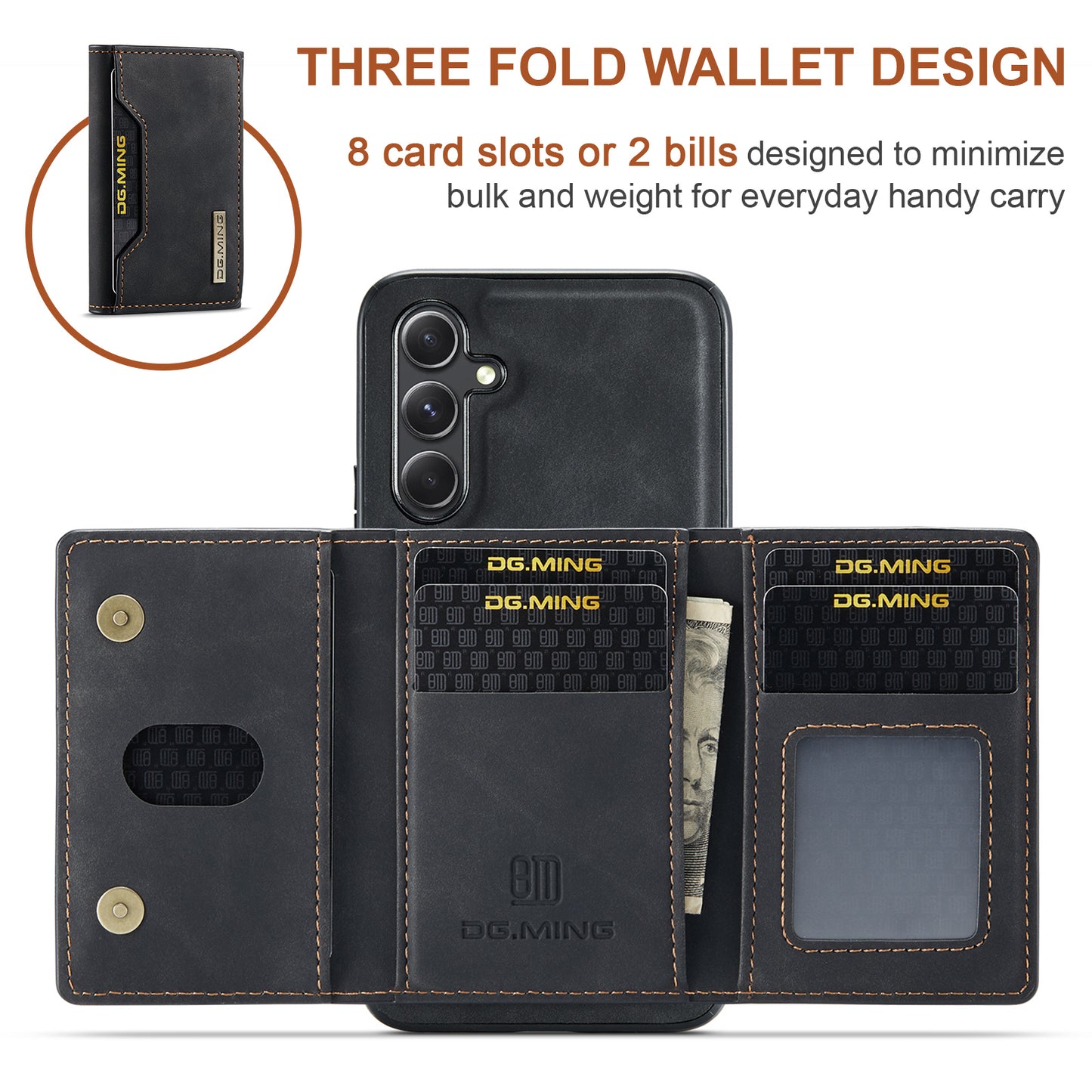 Retro Detachable Fold Card Holder Galaxy A54 Case Magnetic Clip