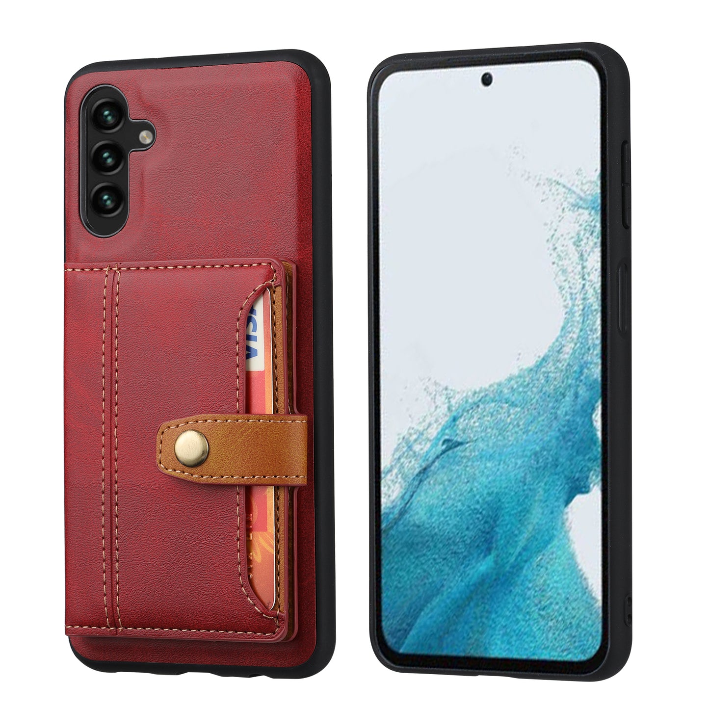 Buckle Retro Leather Galaxy A54 Case Stand Multi-card Slots