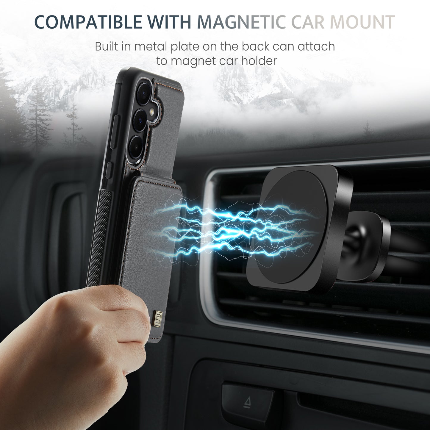 Multiple Card Slots Galaxy A55 Case Magnetic Car Mount