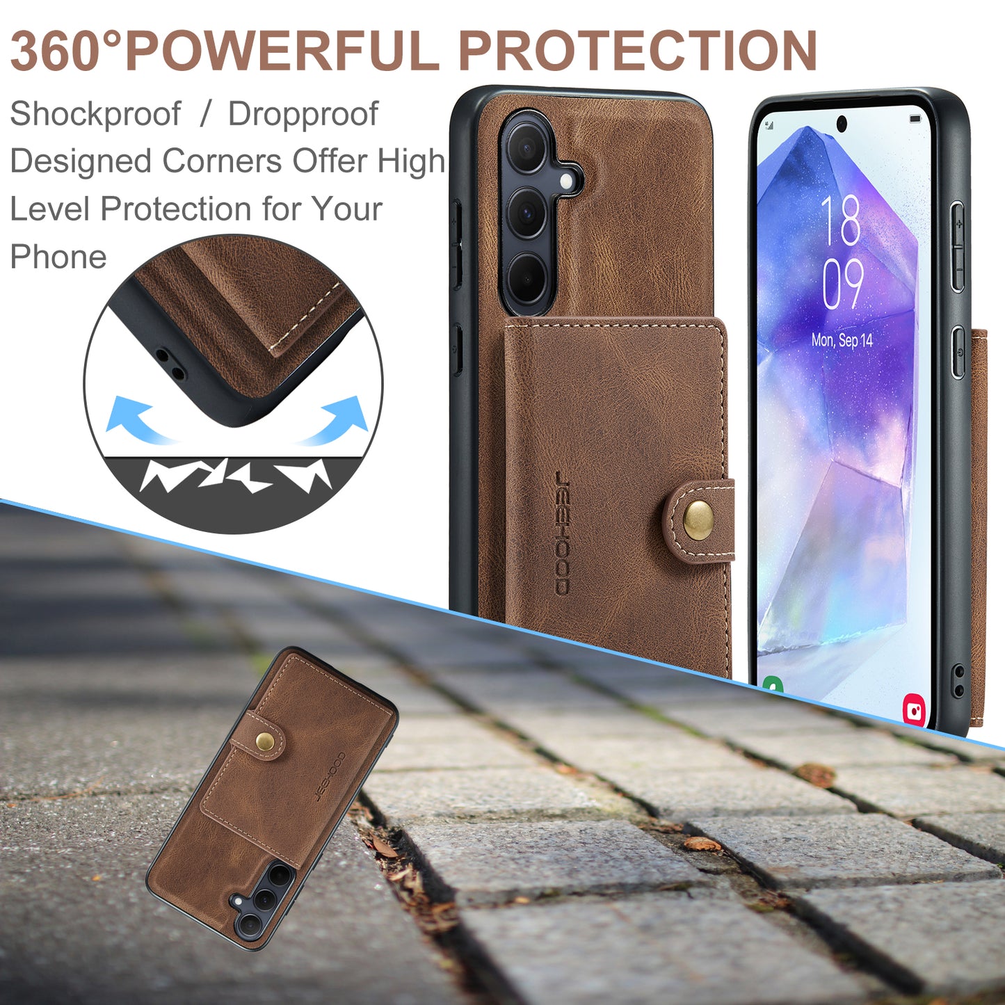 Magnetic Detachable Card Holder Galaxy A55 Case Leather Flip