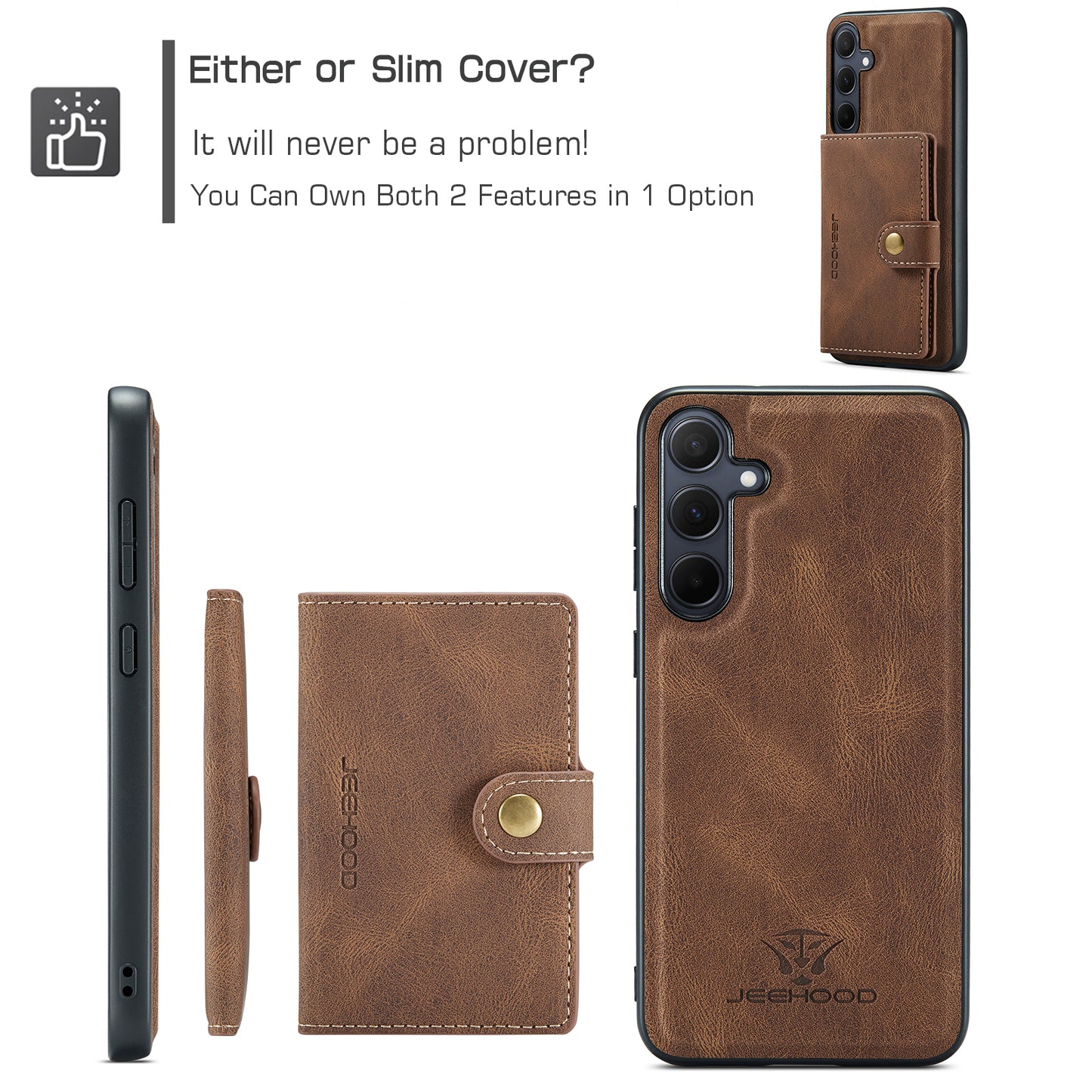 Magnetic Detachable Card Holder Galaxy A55 Case Leather Flip