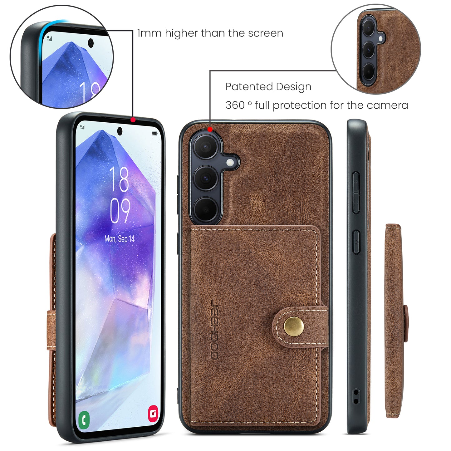 Magnetic Detachable Card Holder Galaxy A55 Case Leather Flip