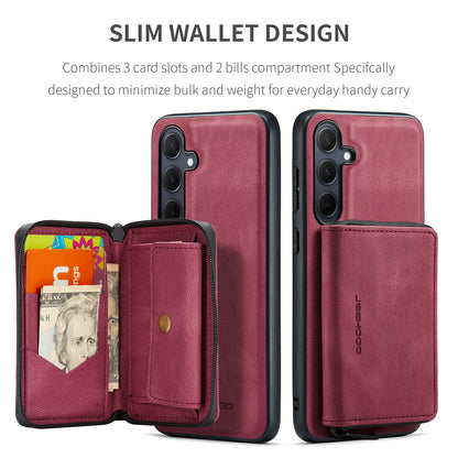 Magnetic Removable Zipper Wallet Galaxy A55 Case Leather Back