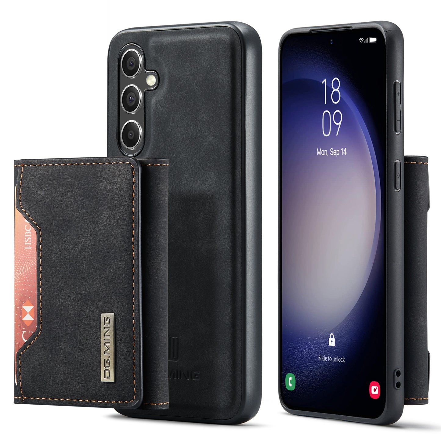 Retro Detachable Fold Card Holder Galaxy A55 Case Magnetic Clip