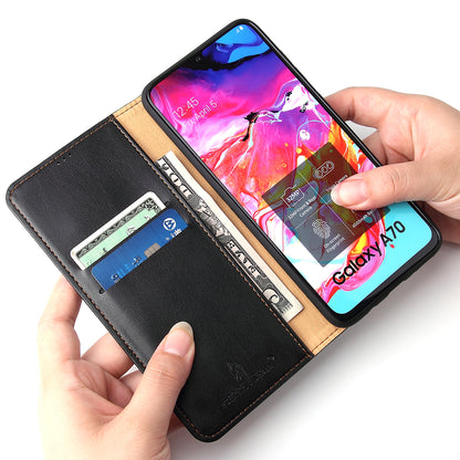 PU Leather Galaxy A70 Case Wallet Stand Texture Deluxe