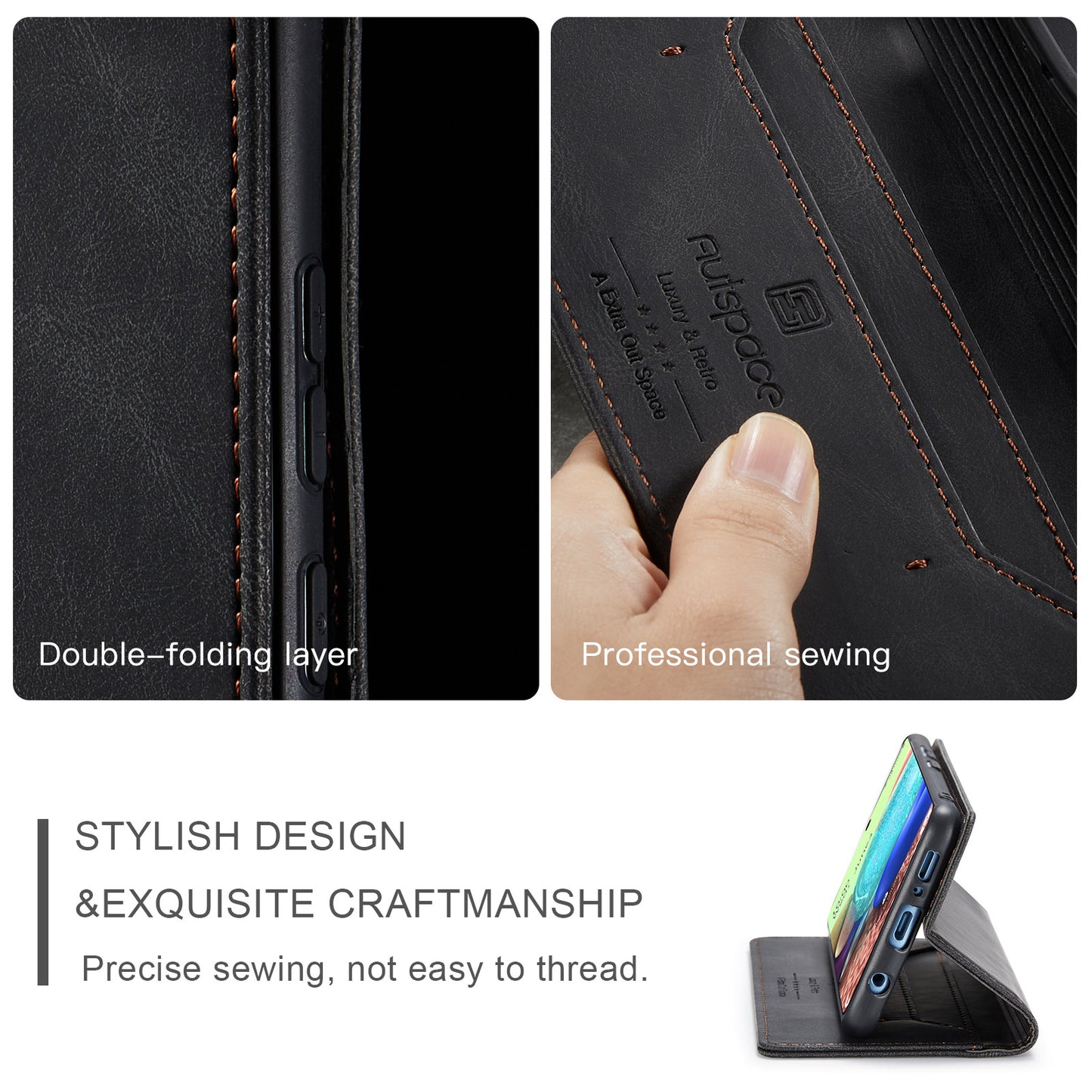 Luxury Retro Leather Galaxy A71 Case Magnetic Buckle RFID