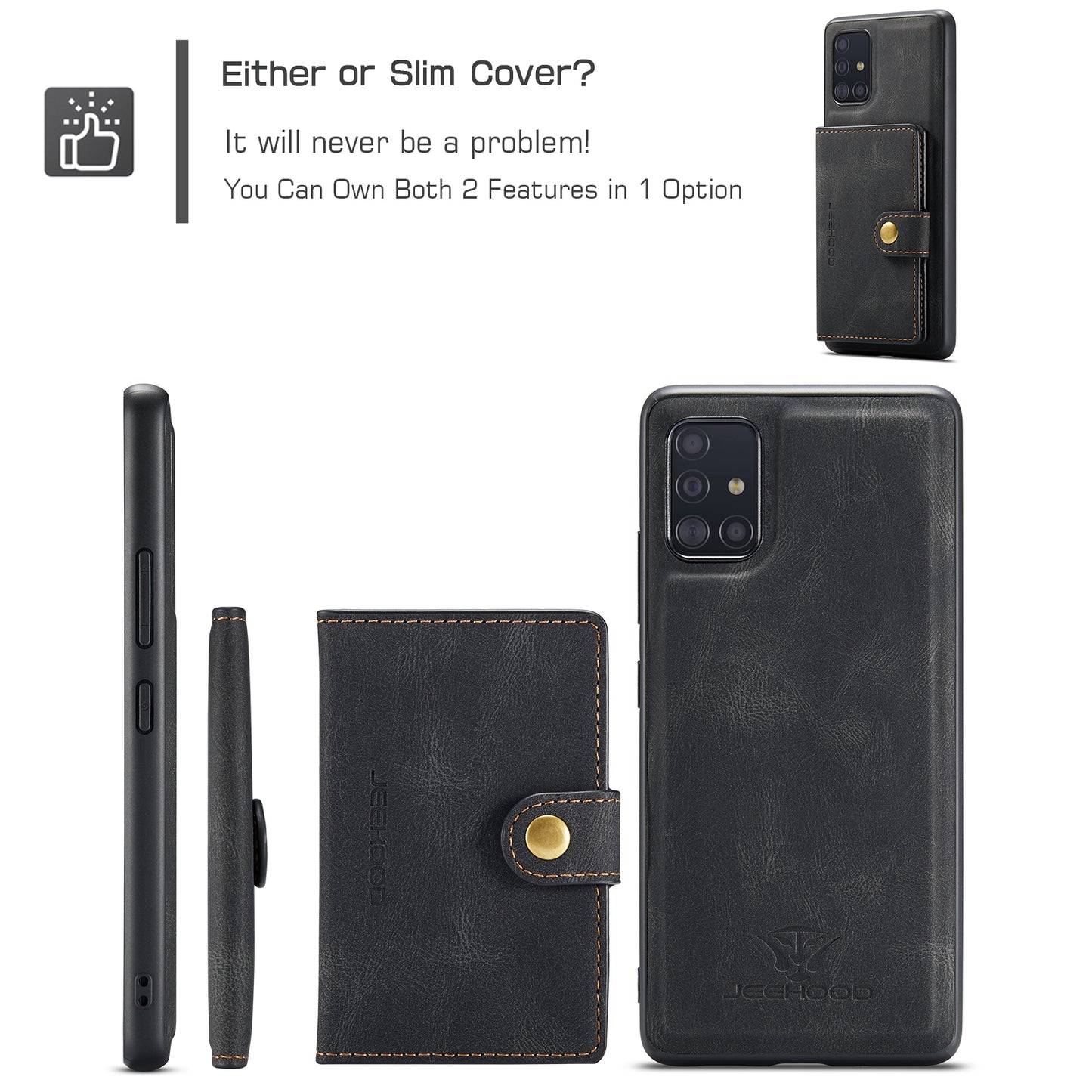 Magnetic Detachable Card Holder Galaxy A71 Case Leather Flip