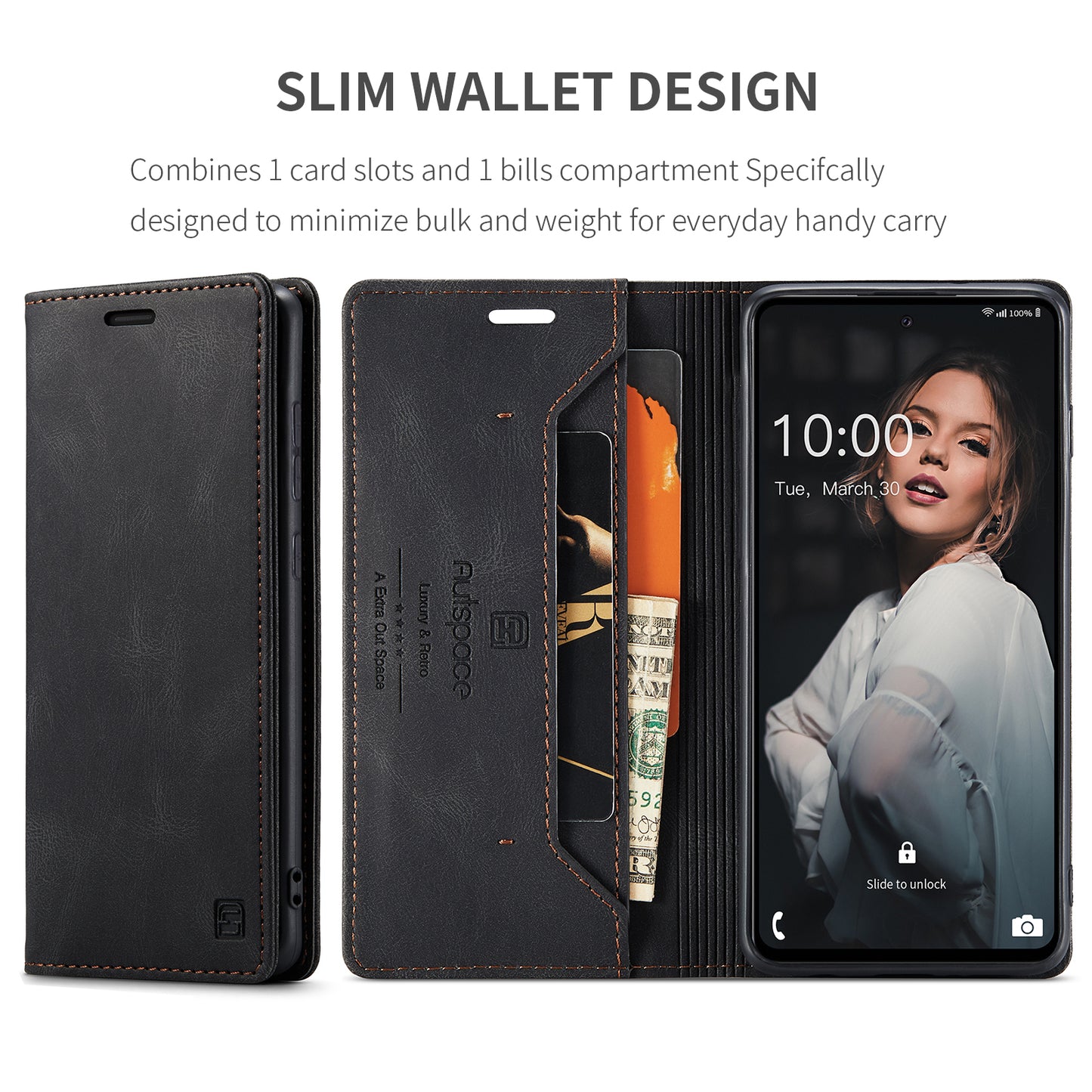 Luxury Retro Leather Galaxy A72 Case Magnetic Buckle RFID