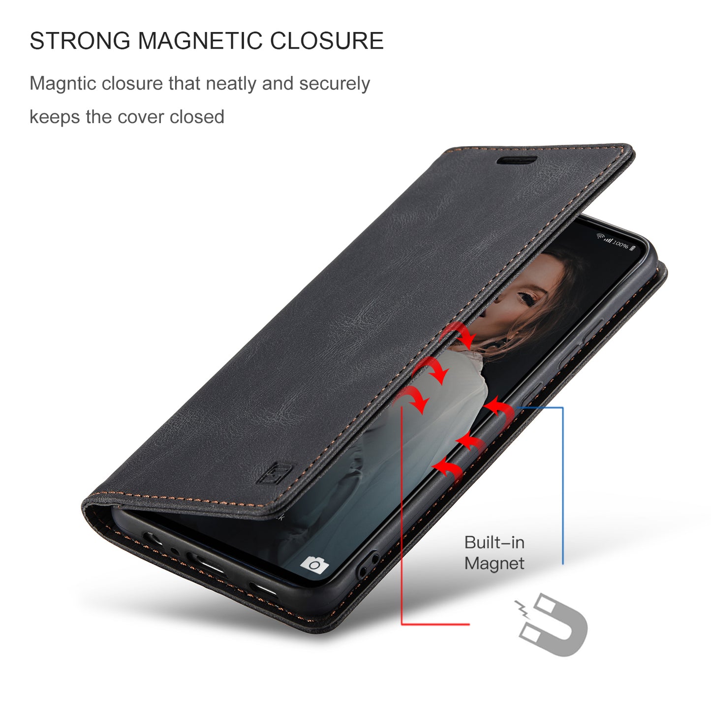 Luxury Retro Leather Galaxy A72 Case Magnetic Buckle RFID