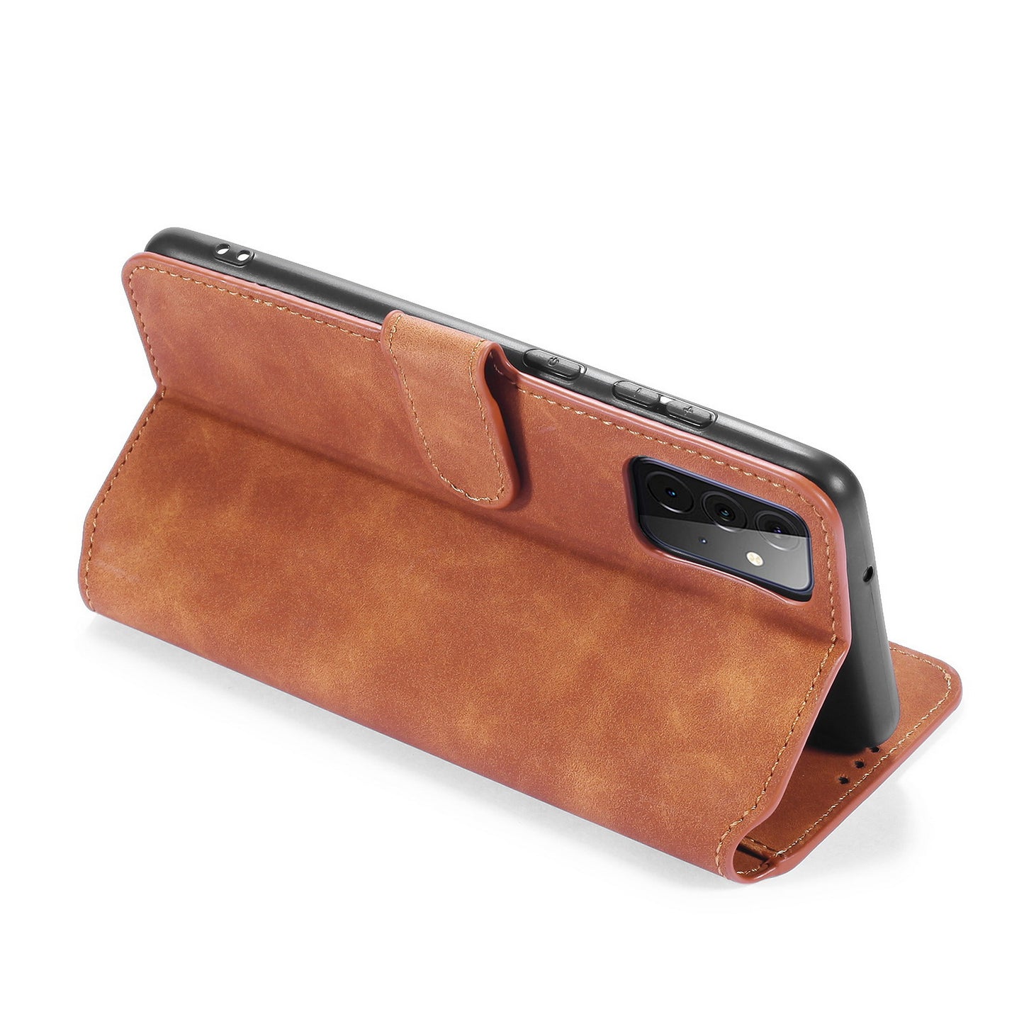 Retro Leather Edge Galaxy A72 Case with Hand Strap