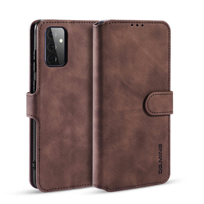 Retro Leather Edge Galaxy A72 Case with Hand Strap