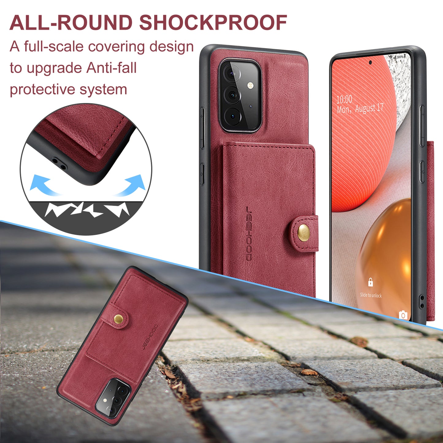 Magnetic Detachable Card Holder Galaxy A72 Case Leather Flip