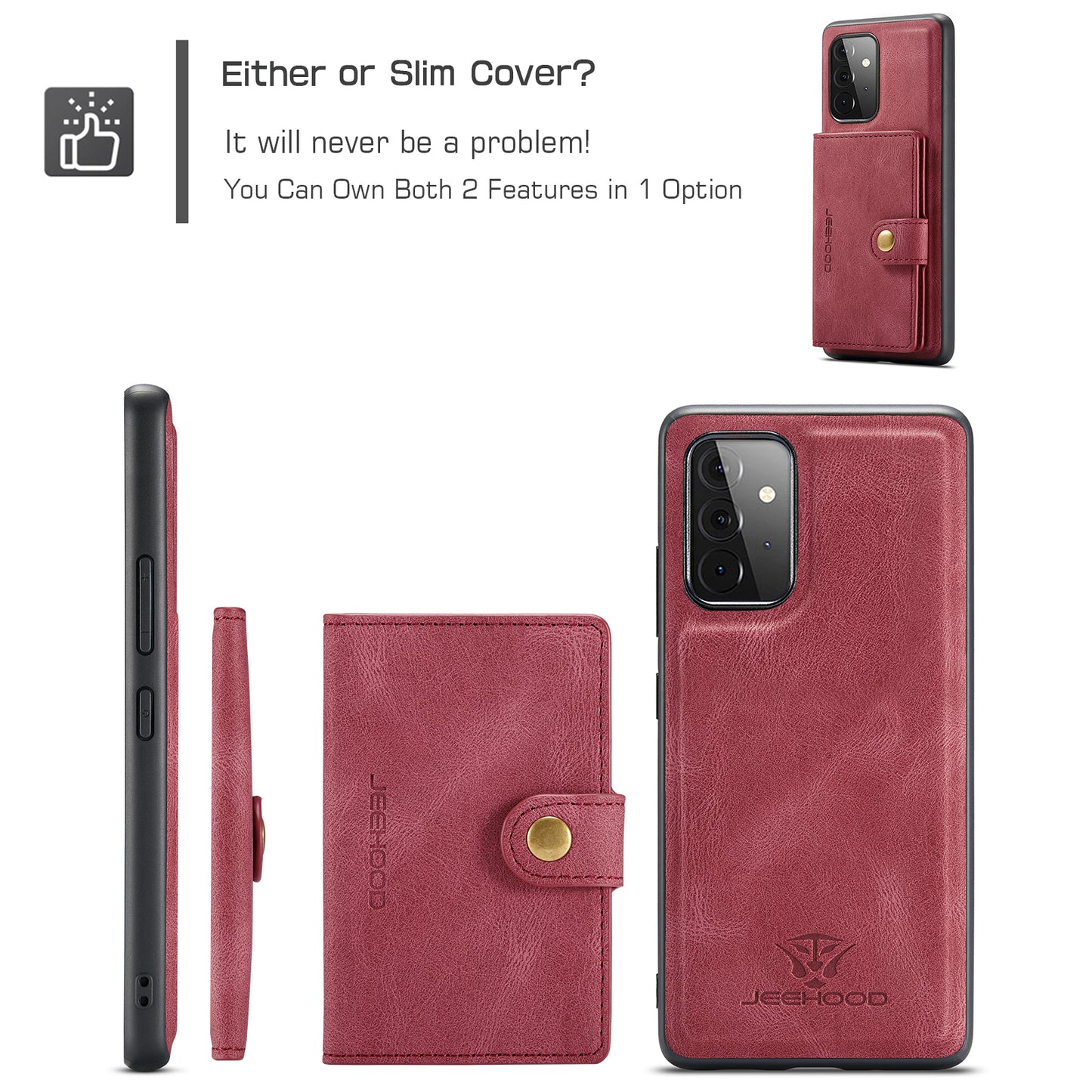 Magnetic Detachable Card Holder Galaxy A72 Case Leather Flip