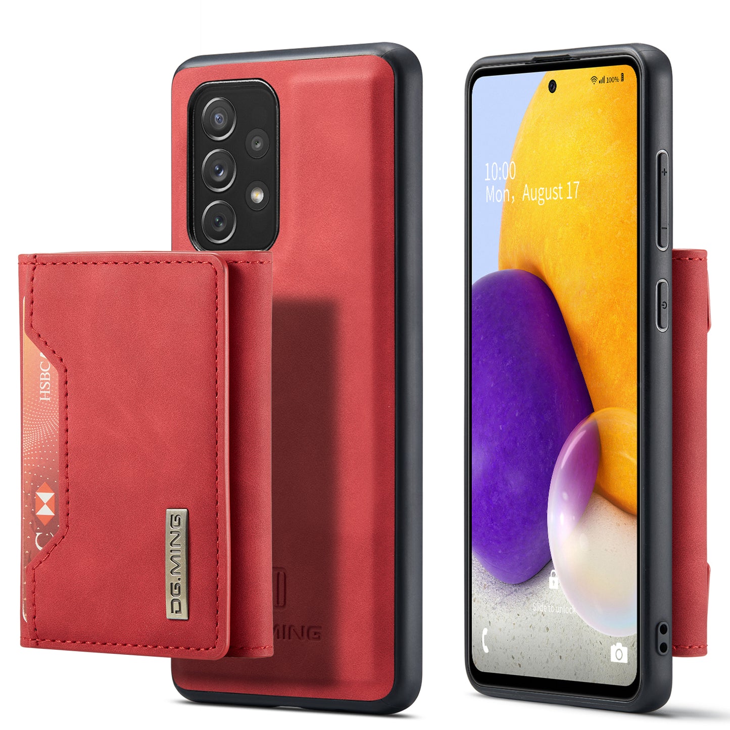 Retro Detachable Fold Card Holder Galaxy A72 Case Magnetic Clip