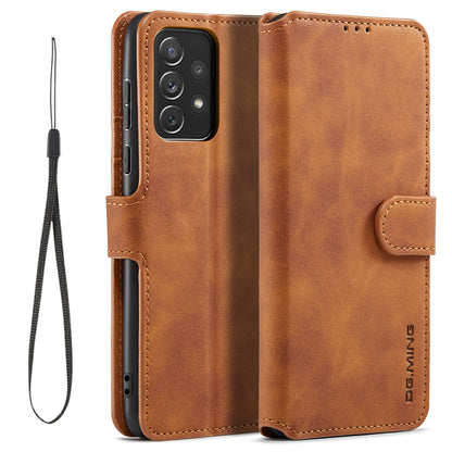 Retro Leather Edge Galaxy A73 Case with Hand Strap