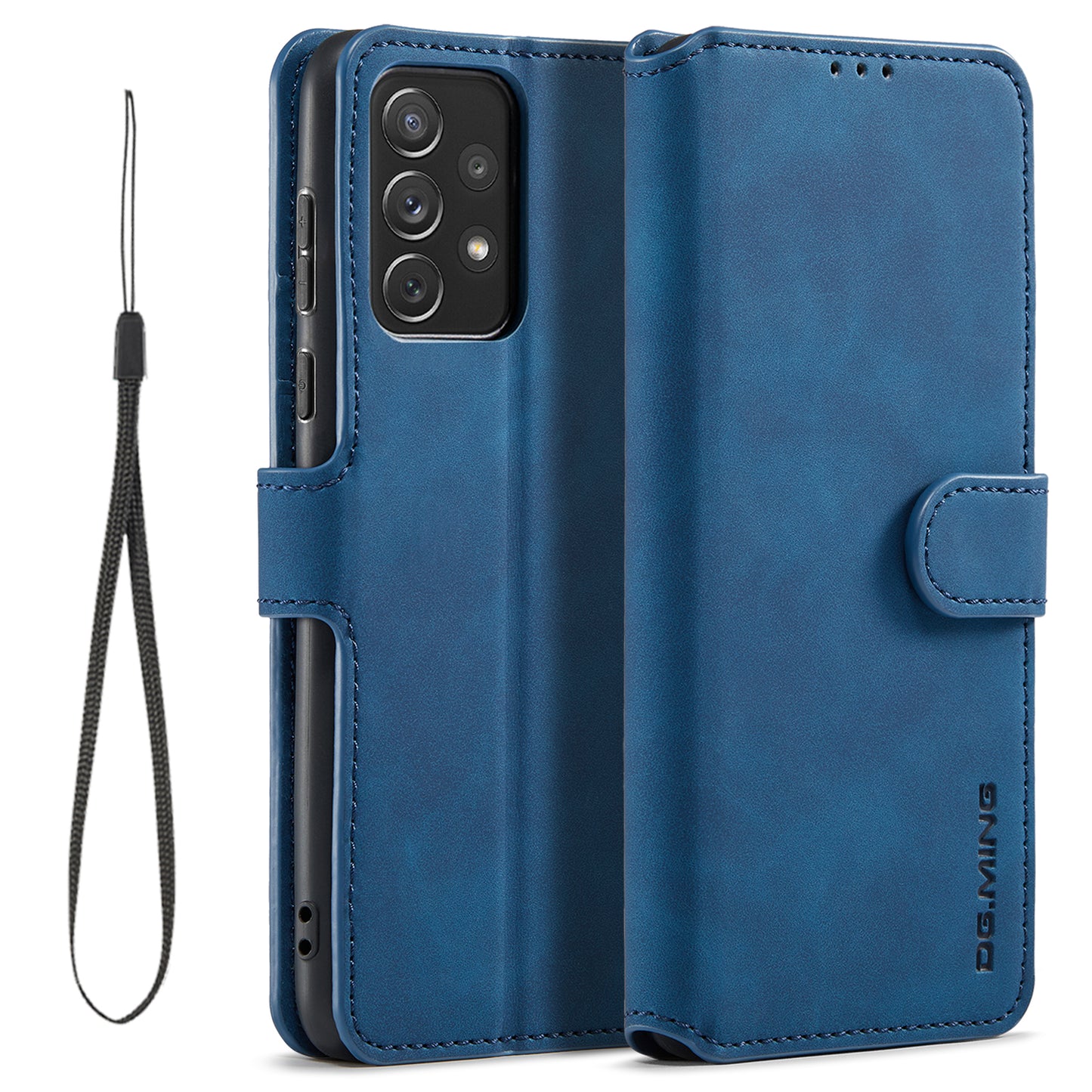 Retro Leather Edge Galaxy A73 Case with Hand Strap