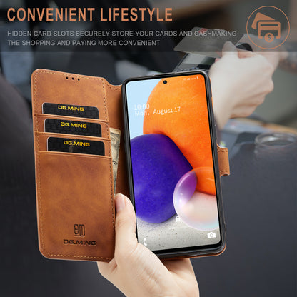 Retro Leather Edge Galaxy A73 Case with Hand Strap