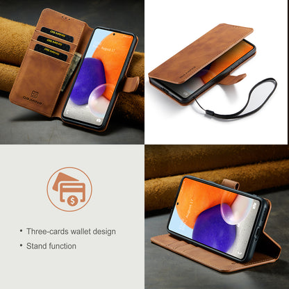 Retro Leather Edge Galaxy A73 Case with Hand Strap