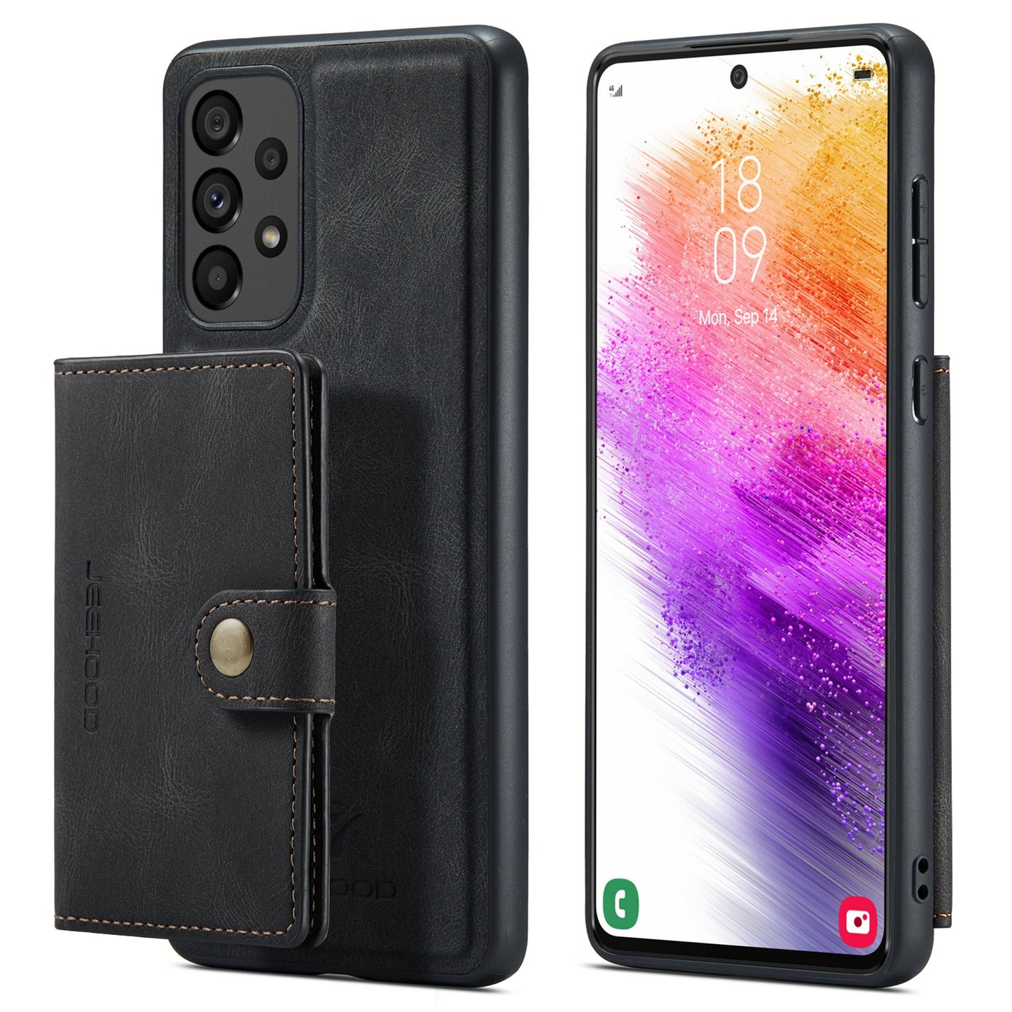 Magnetic Detachable Card Holder Galaxy A73 Case Leather Flip