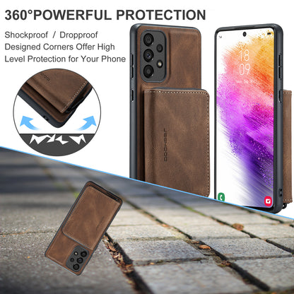 Magnetic Removable Zipper Wallet Galaxy A73 Case Leather Back