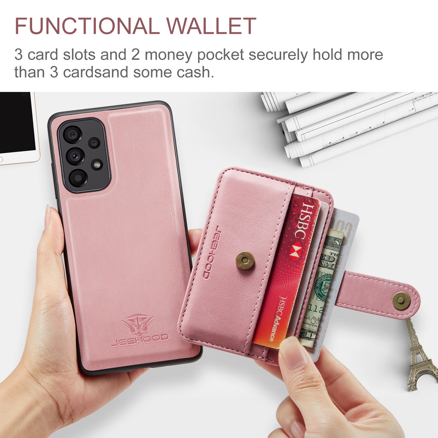 Powerful Magnetic Card Holder Galaxy A73 Case Detachable