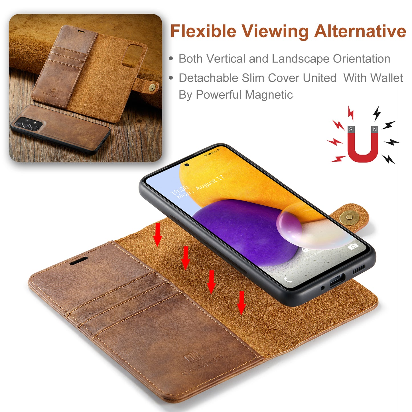 Wallet Detachable 2 In 1 Buckle Galaxy A73 Case Magnetic