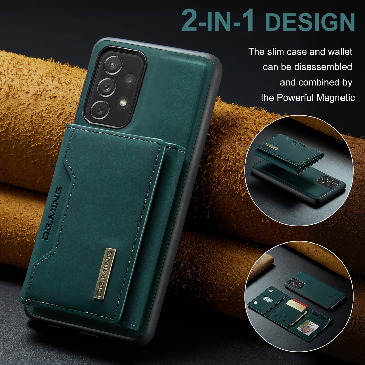 Retro Detachable Fold Card Holder Galaxy A73 Case Magnetic Clip