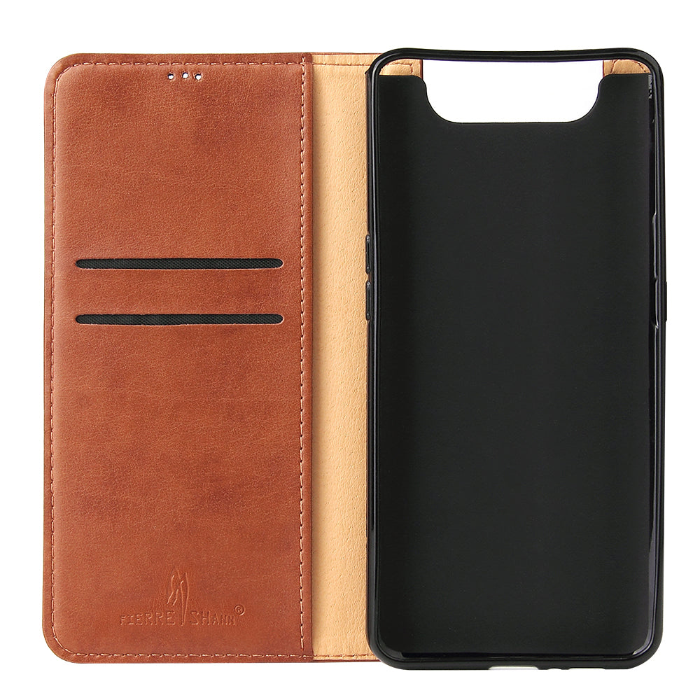 PU Leather Galaxy A80 Case Wallet Stand Texture Deluxe