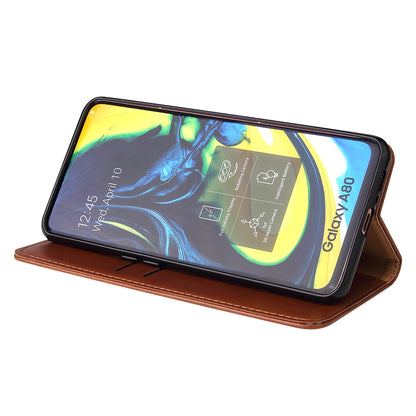 PU Leather Galaxy A80 Case Wallet Stand Texture Deluxe