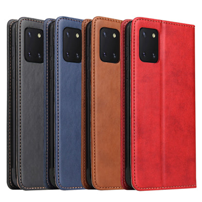 PU Leather Galaxy A91 Case Wallet Stand Texture Deluxe