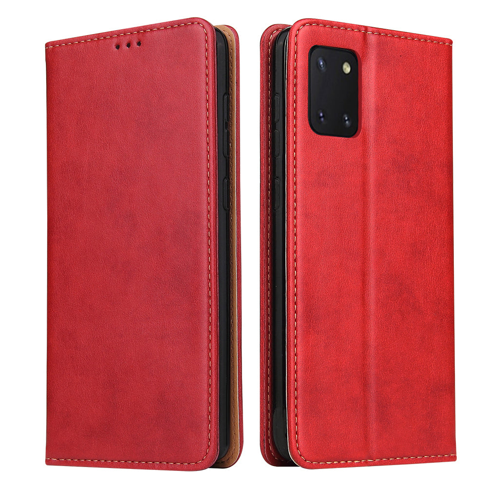 PU Leather Galaxy A91 Case Wallet Stand Texture Deluxe