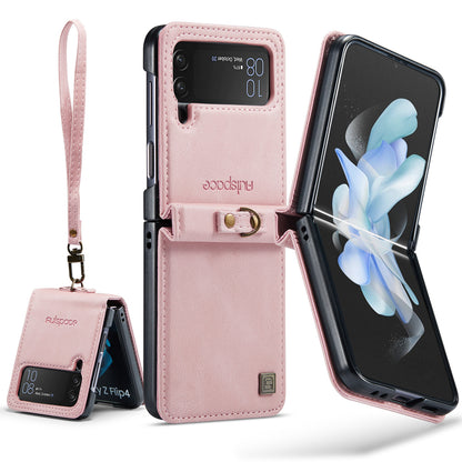 Luxury Retro Leather Galaxy Z Flip4 Case Magnetic Buckle RFID