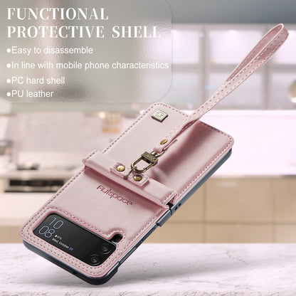 Luxury Retro Leather Galaxy Z Flip4 Case Magnetic Buckle RFID