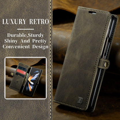 Luxury Retro Leather Galaxy Z Fold4 Case Magnetic Buckle RFID