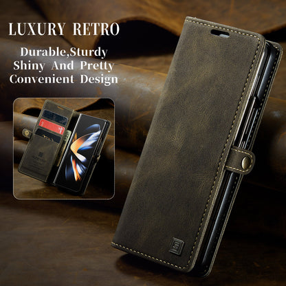 Luxury Retro Leather Galaxy Z Fold4 Case Magnetic Buckle RFID