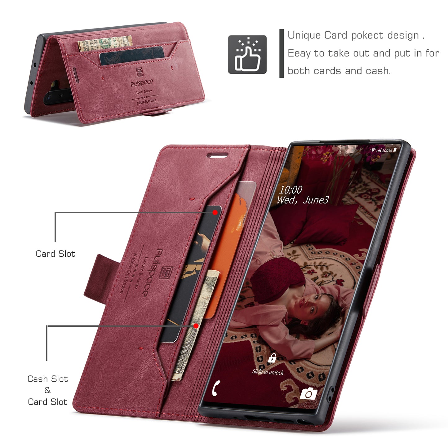 Luxury Retro Leather Galaxy Note10 Case Magnetic Buckle RFID