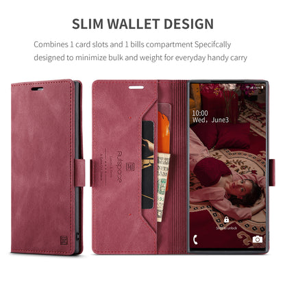 Luxury Retro Leather Galaxy Note10 Case Magnetic Buckle RFID