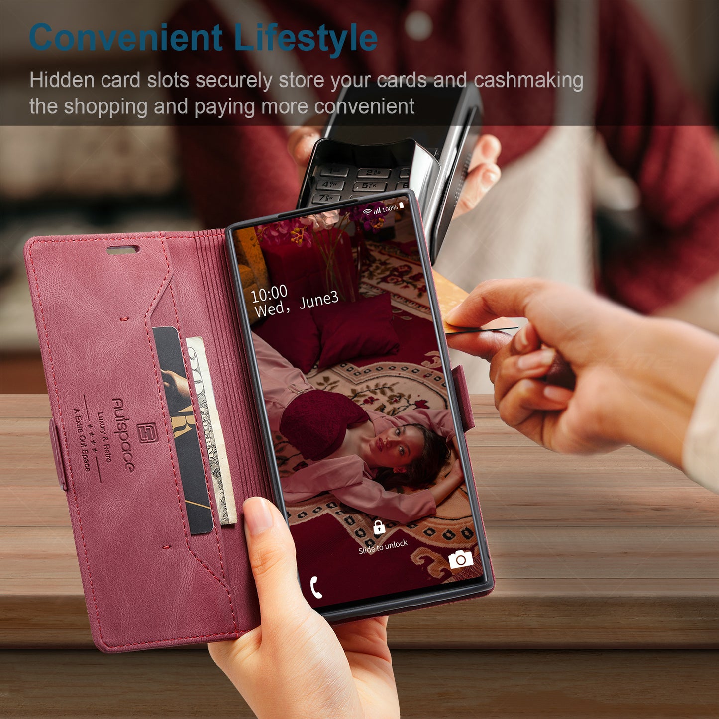 Luxury Retro Leather Galaxy Note10 Case Magnetic Buckle RFID