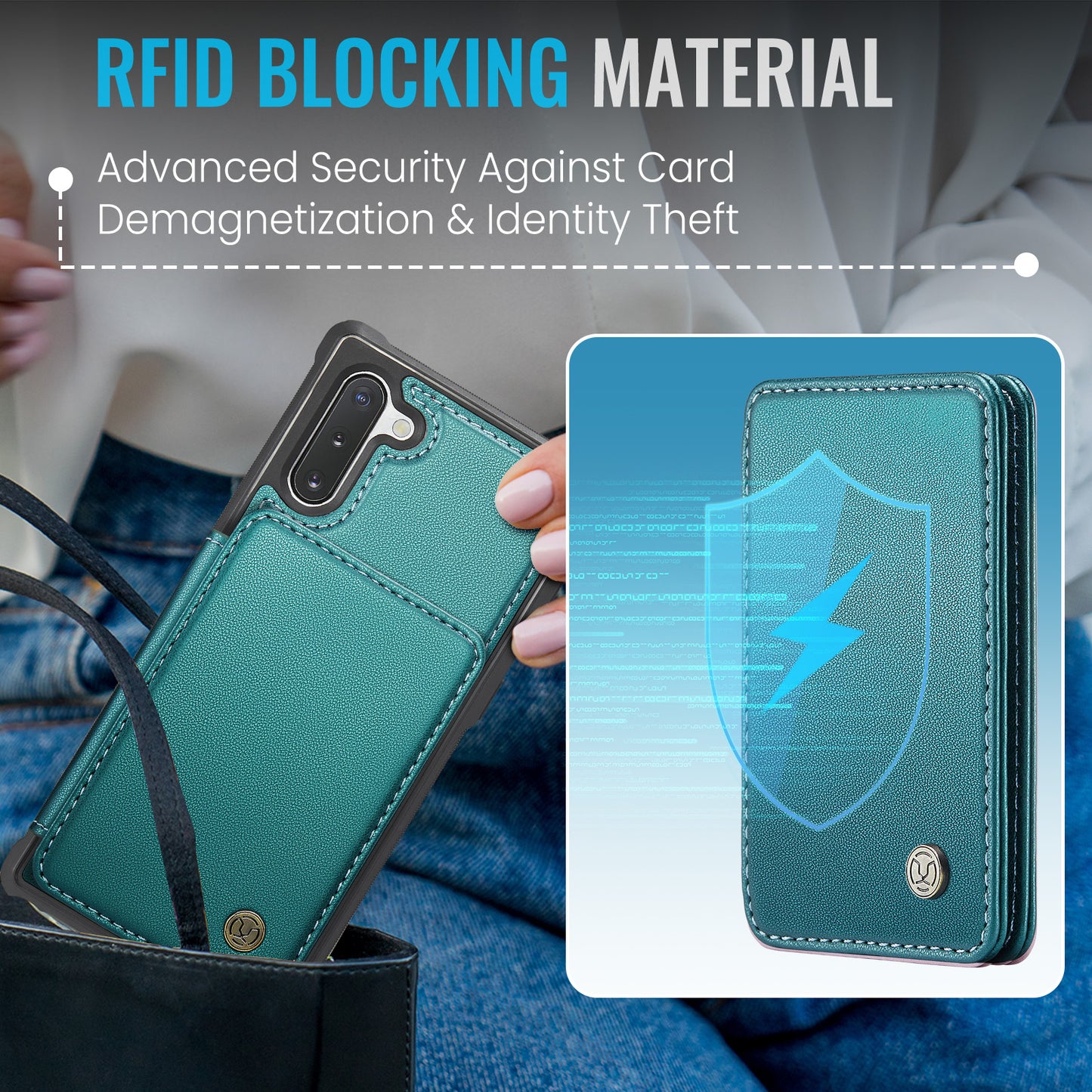 Magnetic Card Holder Galaxy Note10 Case Detachable RFID Blocking