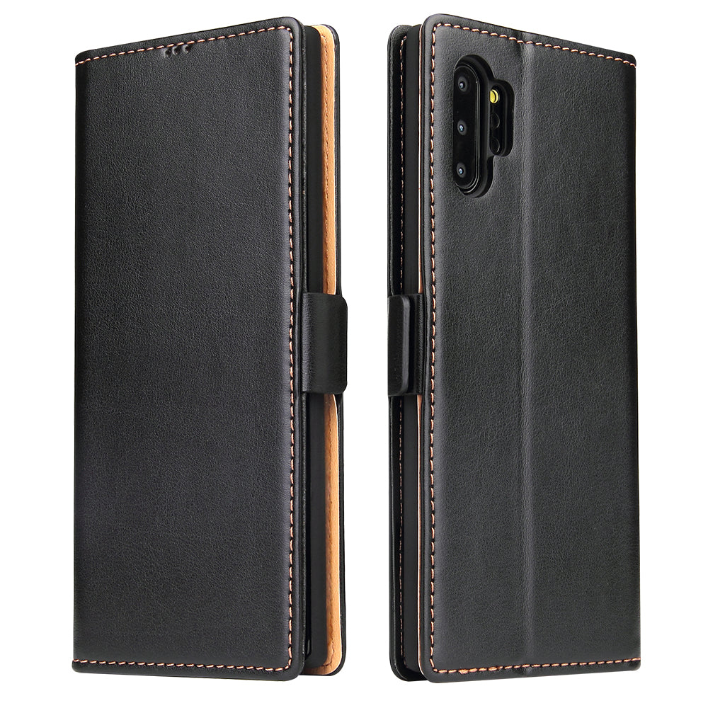 PU Leather Galaxy Note10+ Case Wallet Stand Texture Deluxe