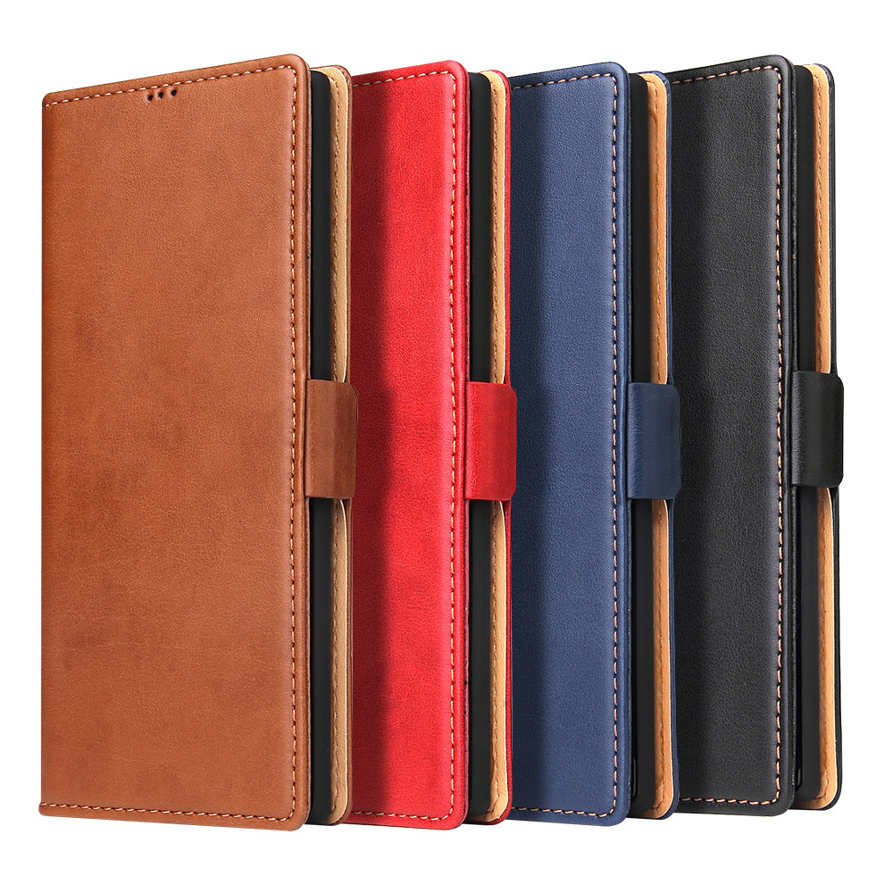 PU Leather Galaxy Note10+ Case Wallet Stand Texture Deluxe