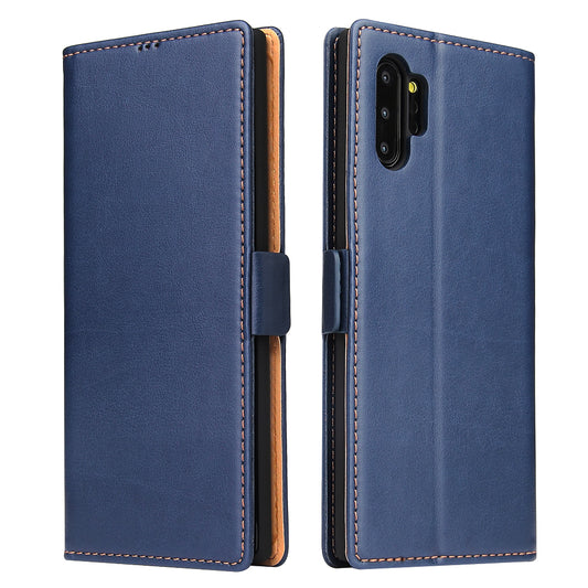 PU Leather Galaxy Note10+ Case Wallet Stand Texture Deluxe