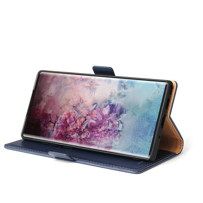 PU Leather Galaxy Note10+ Case Wallet Stand Texture Deluxe