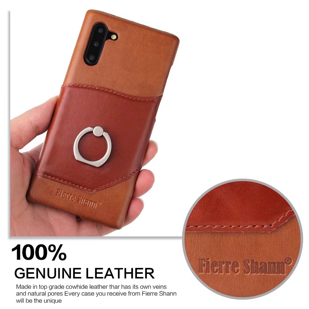 Knight Crow Genuine Leather Galaxy Note10 Case Ring Holder