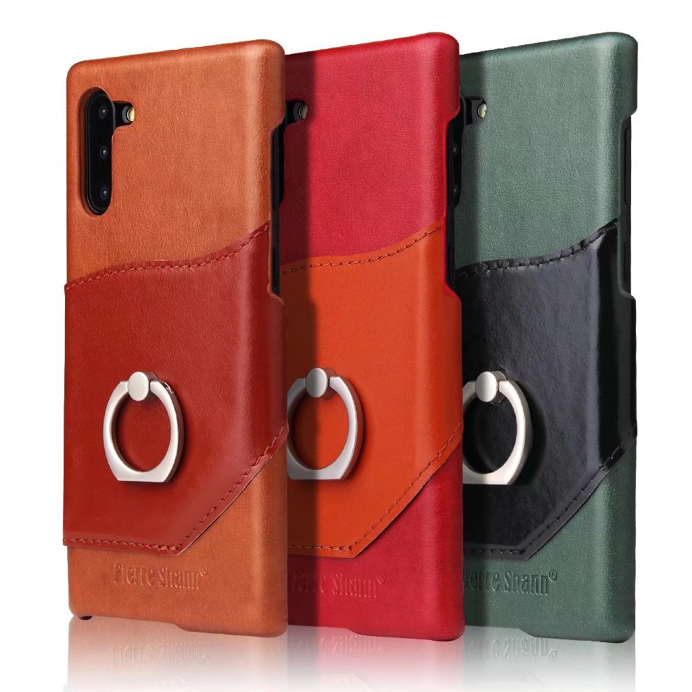 Knight Crow Genuine Leather Galaxy Note10 Case Ring Holder